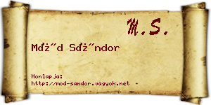 Mód Sándor névjegykártya